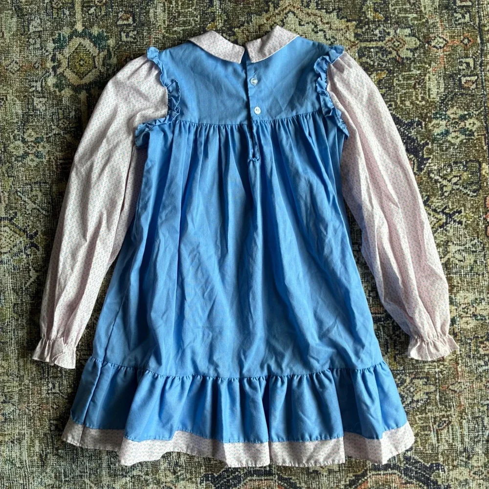 Vintage 90s Winnie The‎ Pooh Smocked Dress Prairie Cottagecore Peter Pan Size 6X